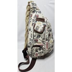 Union Bay Rope Sling Crossbody Backpack Bag With Owls